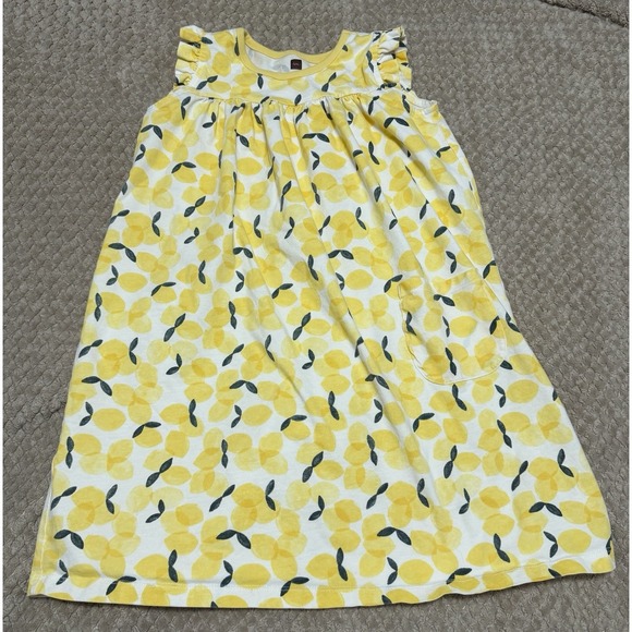 Tea Collection Other - Tea Collection Girls Dress Lemons Yellow Spring Summer Cotton Sz 8